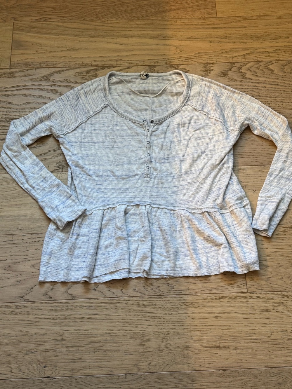 Free People We The Free Henley Peplum Long Sleeve Top Medium 100%cotton